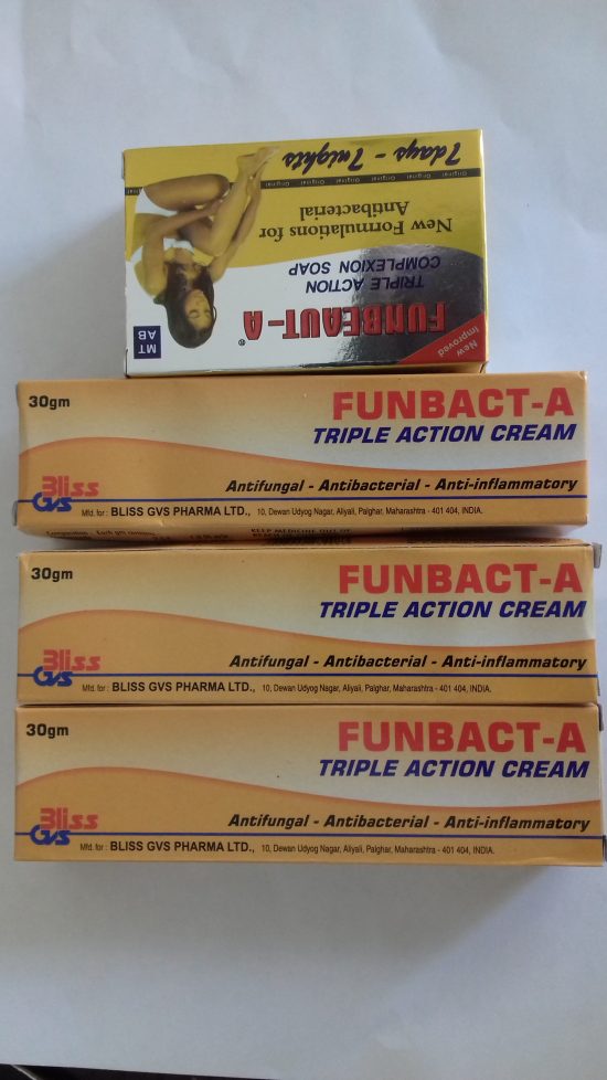 FUNBACT-A TRIPLE ACTION CREAM and SOAP - (3 Tubes-25g & 1 Soap-80g)
