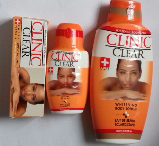 Clinic Clear Lightening & Toning Body Care Set - Lotion, Tube, Soap and Oil (1 of each)